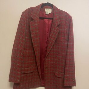 Vintage Eddie Bauer Red Checkered Wool Blazer